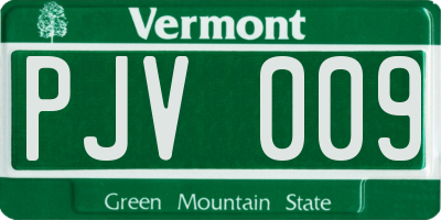 VT license plate PJV009