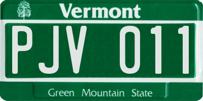 VT license plate PJV011