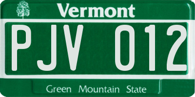 VT license plate PJV012