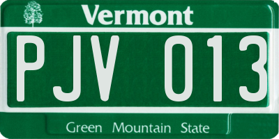 VT license plate PJV013