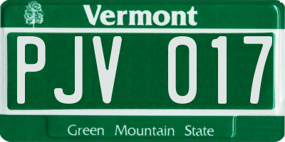 VT license plate PJV017