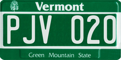 VT license plate PJV020