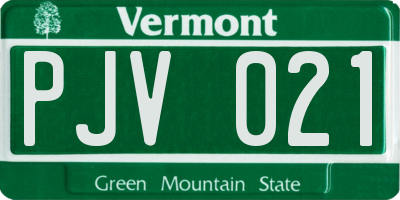 VT license plate PJV021