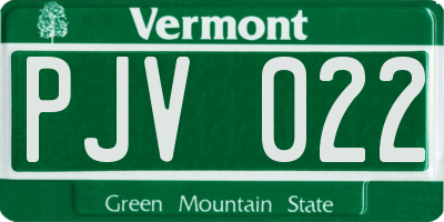 VT license plate PJV022
