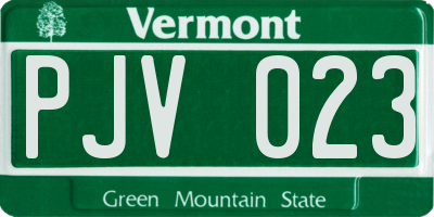 VT license plate PJV023