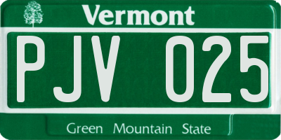 VT license plate PJV025
