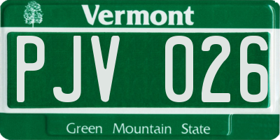 VT license plate PJV026