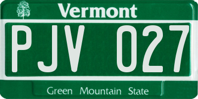 VT license plate PJV027