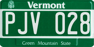 VT license plate PJV028