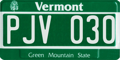 VT license plate PJV030