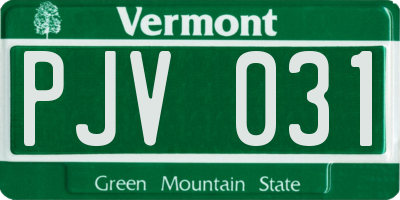 VT license plate PJV031