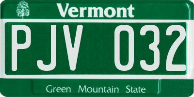 VT license plate PJV032