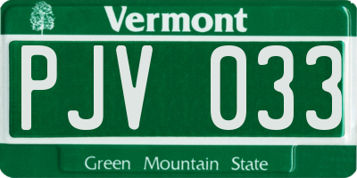 VT license plate PJV033