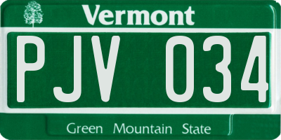 VT license plate PJV034