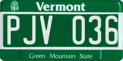 VT license plate PJV036