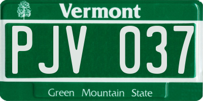 VT license plate PJV037