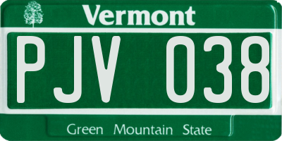 VT license plate PJV038