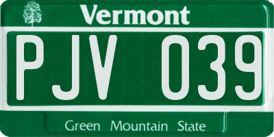 VT license plate PJV039