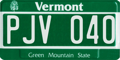 VT license plate PJV040