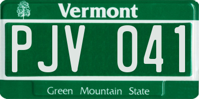 VT license plate PJV041