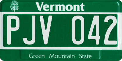 VT license plate PJV042