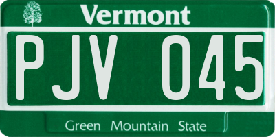 VT license plate PJV045