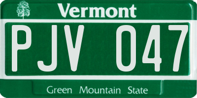 VT license plate PJV047