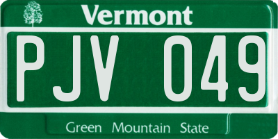 VT license plate PJV049