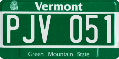 VT license plate PJV051