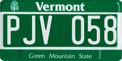 VT license plate PJV058