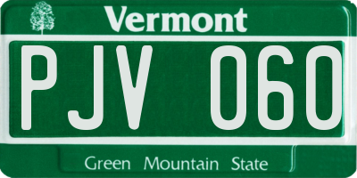 VT license plate PJV060