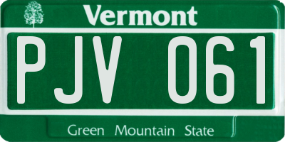 VT license plate PJV061
