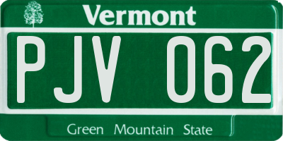 VT license plate PJV062