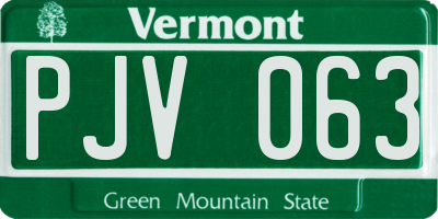 VT license plate PJV063