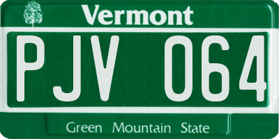 VT license plate PJV064