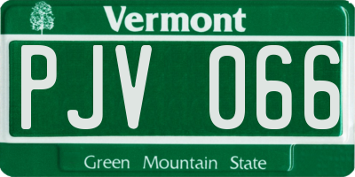 VT license plate PJV066