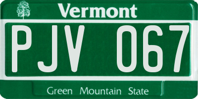 VT license plate PJV067