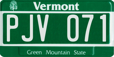 VT license plate PJV071