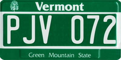 VT license plate PJV072