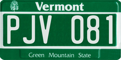 VT license plate PJV081