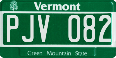 VT license plate PJV082
