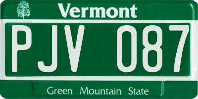 VT license plate PJV087