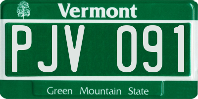 VT license plate PJV091