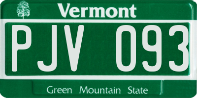 VT license plate PJV093