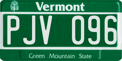 VT license plate PJV096