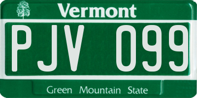 VT license plate PJV099