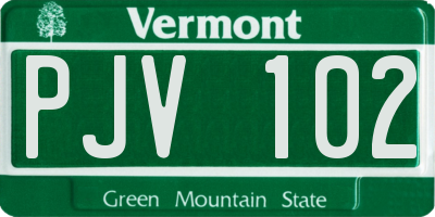 VT license plate PJV102
