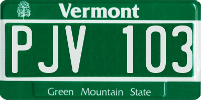 VT license plate PJV103