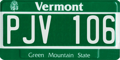 VT license plate PJV106