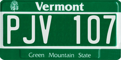 VT license plate PJV107